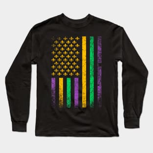 US Flag Mardi Gras Long Sleeve T-Shirt